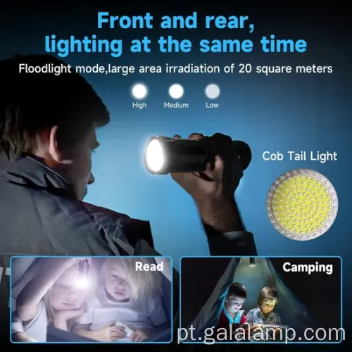 Lanterna LED de alta potência com feixe de laser branco